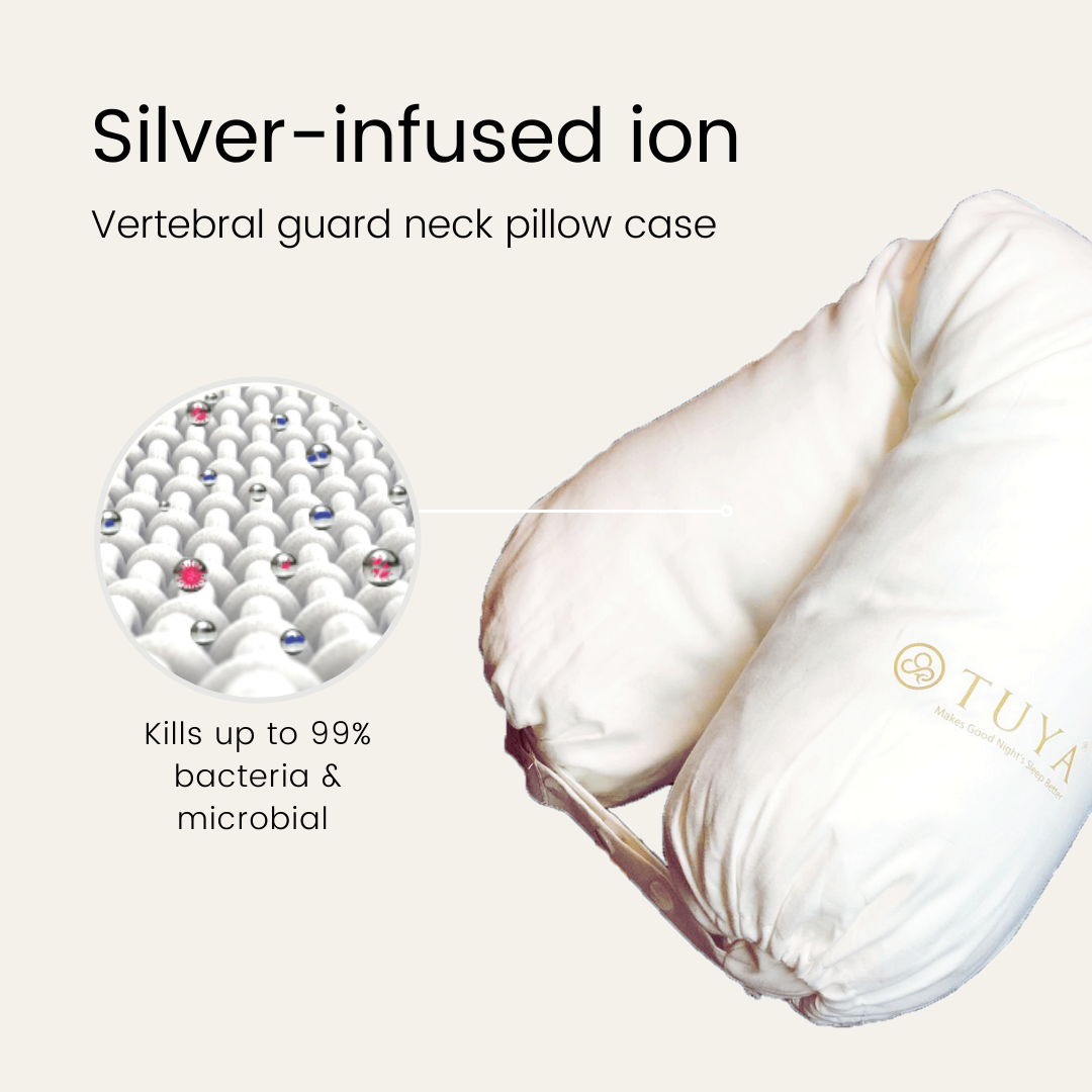 Silver Infused Organic Cotton Vertebral Guard Neck Pillow Case